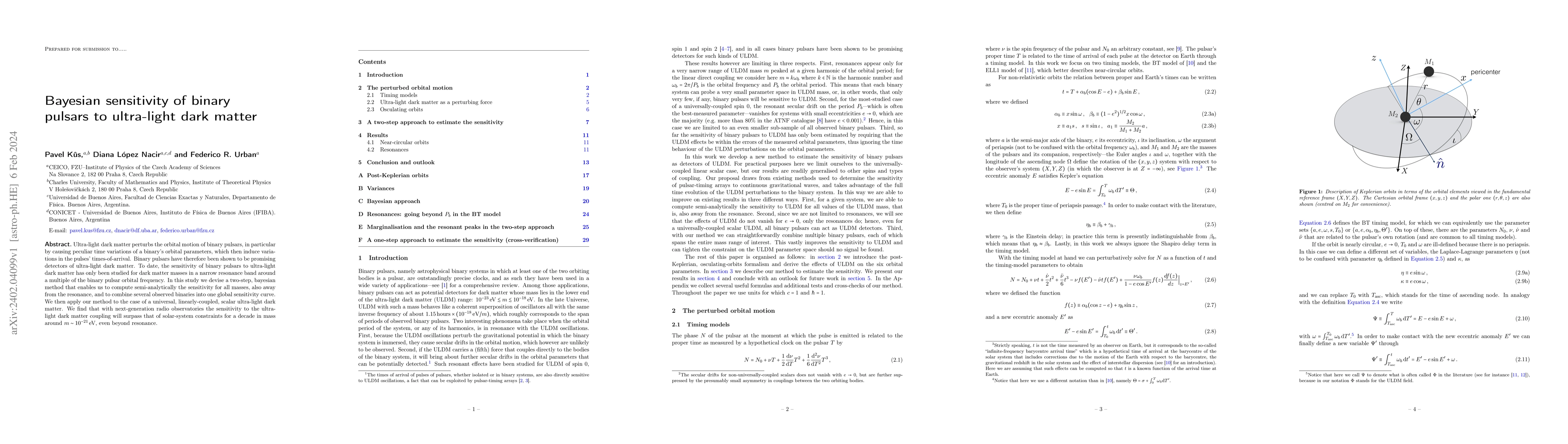 Thumbnail for Bayesian sensitivity of binary pulsars to ultra-light dark matter