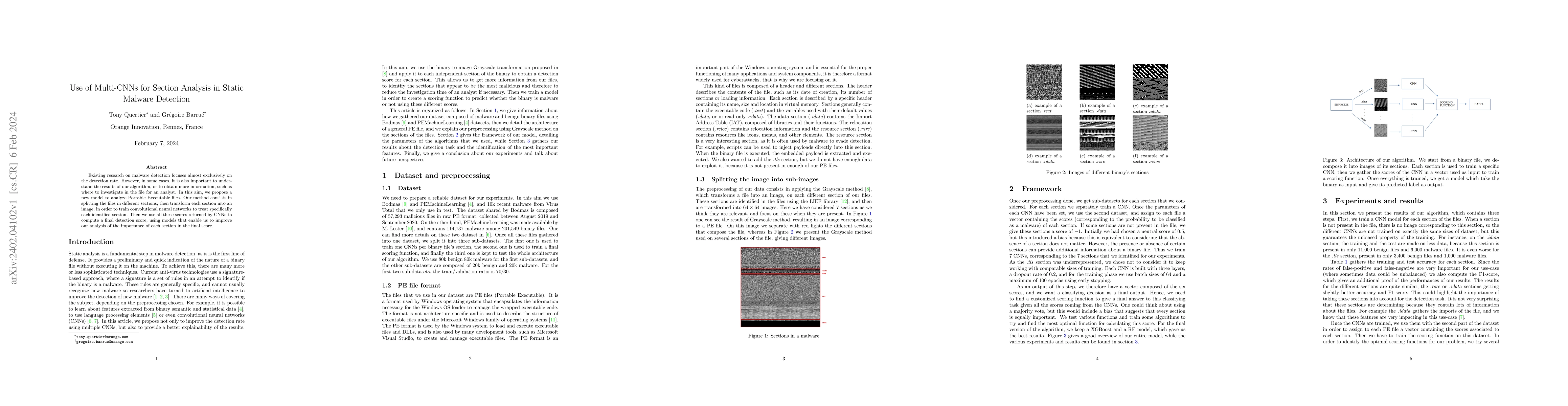 Thumbnail for Use of Multi-CNNs for Section Analysis in Static Malware Detection