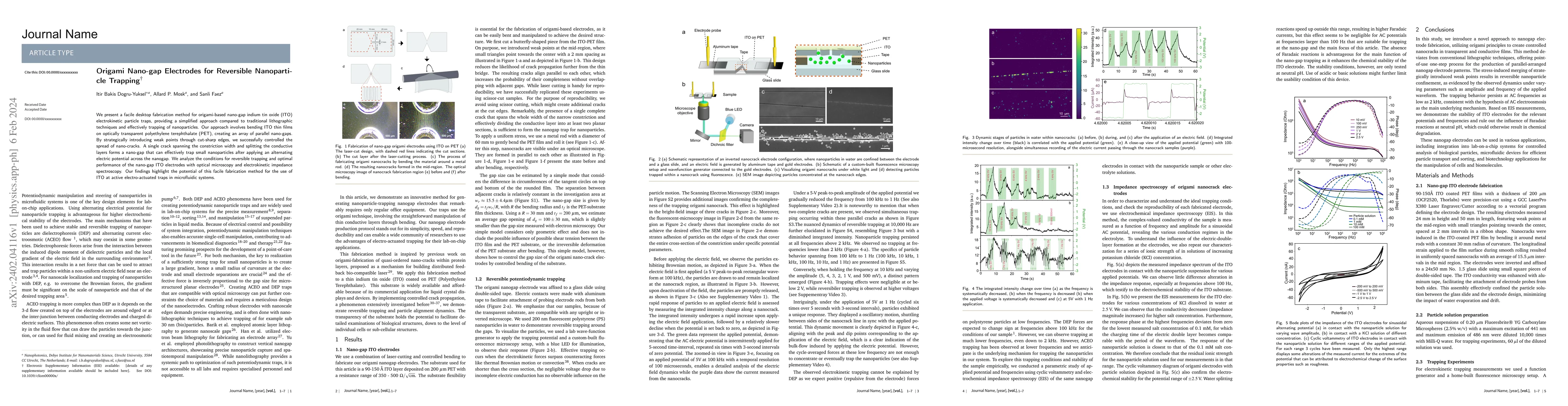 Thumbnail for Origami Nano-gap Electrodes for Reversible Nanoparticle Trapping