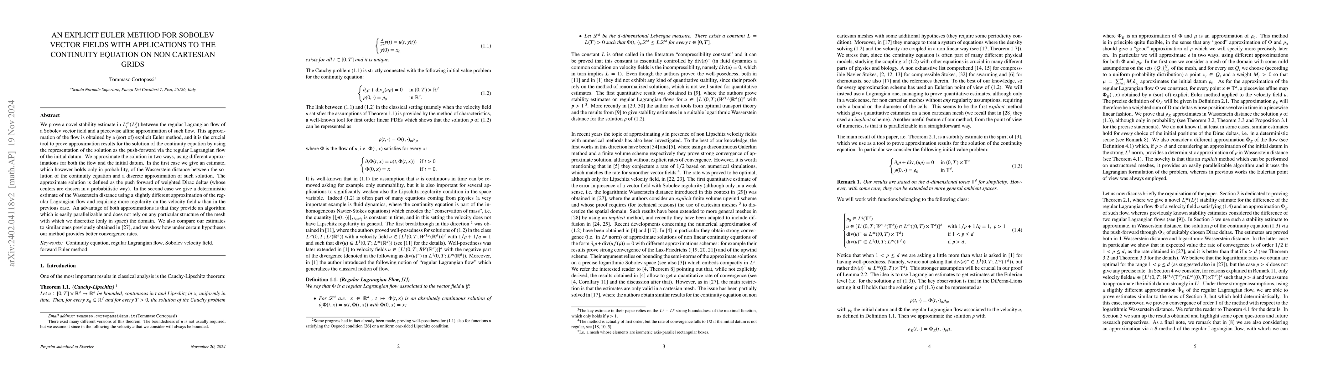 Thumbnail for An explicit Euler method for the continuity equation with Sobolev
  velocity fields