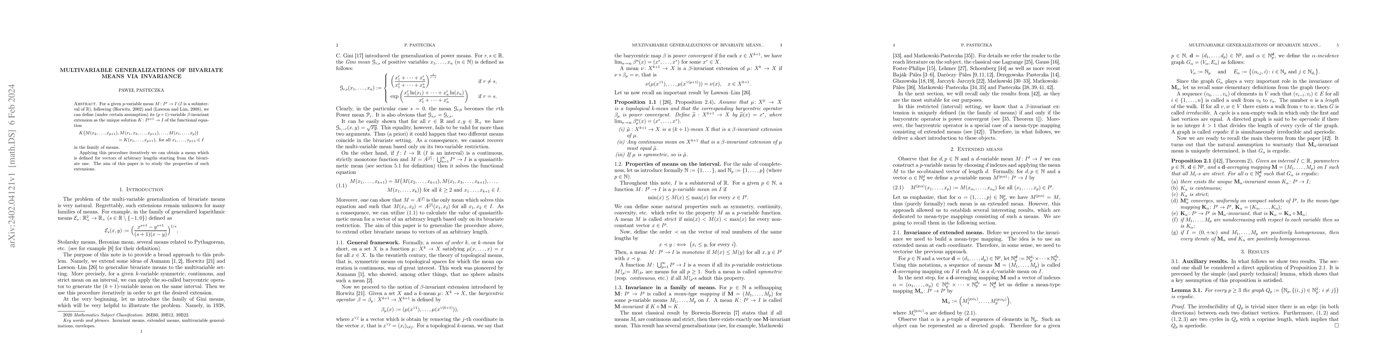 Thumbnail for Multivariable generalizations of bivariate means via invariance