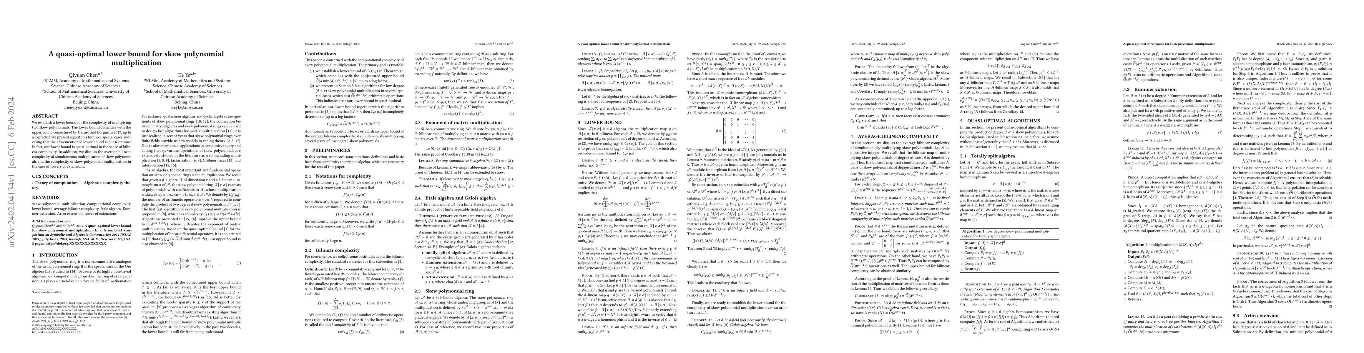 Thumbnail for A quasi-optimal lower bound for skew polynomial multiplication