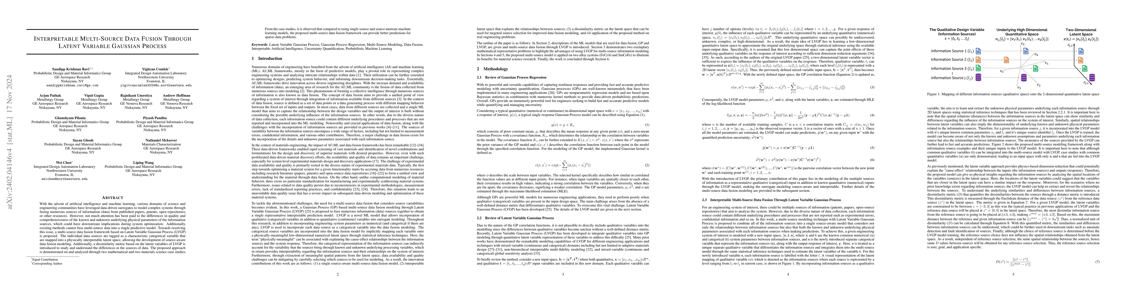Thumbnail for Interpretable Multi-Source Data Fusion Through Latent Variable Gaussian
  Process