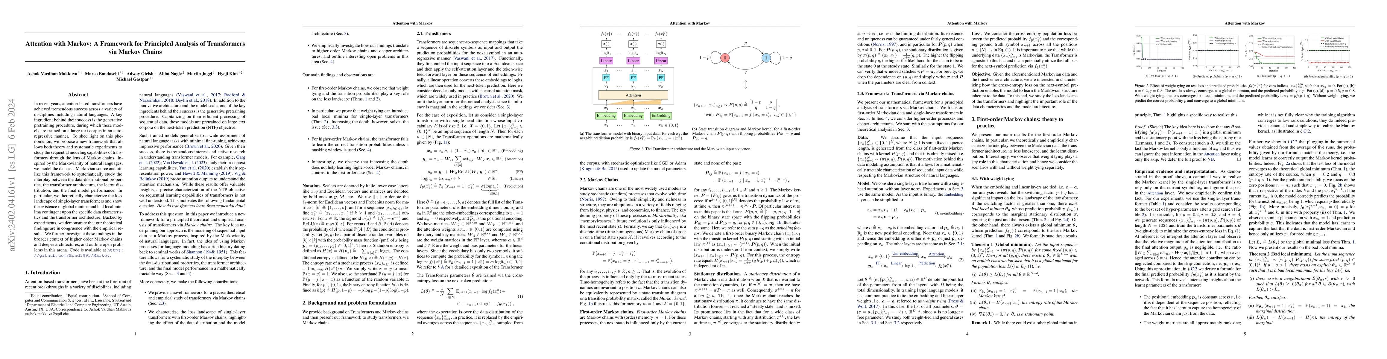 Thumbnail for Attention with Markov: A Framework for Principled Analysis of
  Transformers via Markov Chains