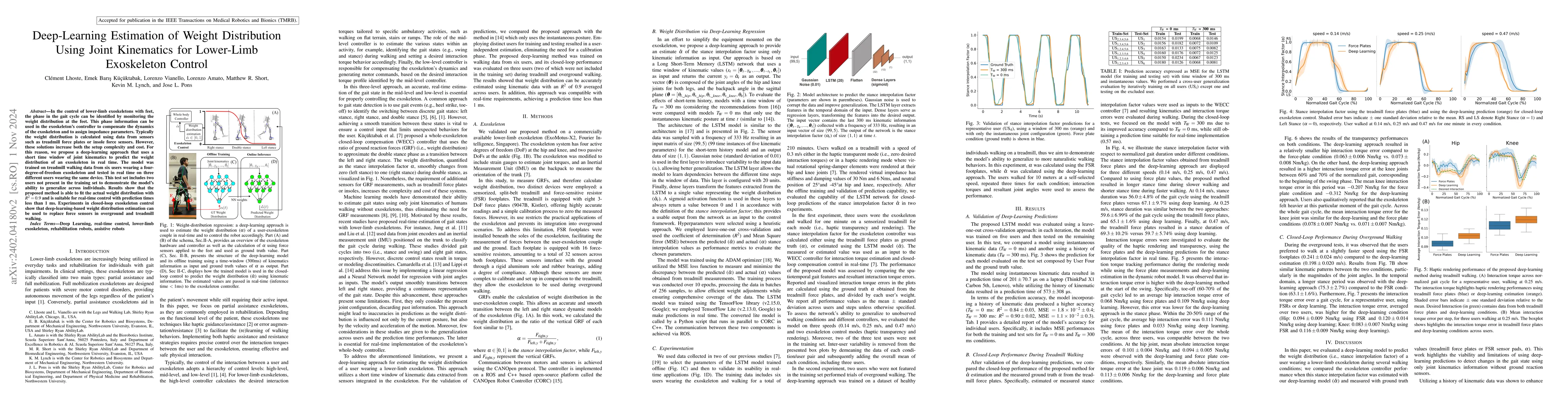 Thumbnail for Deep-Learning Estimation of Weight Distribution Using Joint Kinematics
  for Lower-Limb Exoskeleton Control