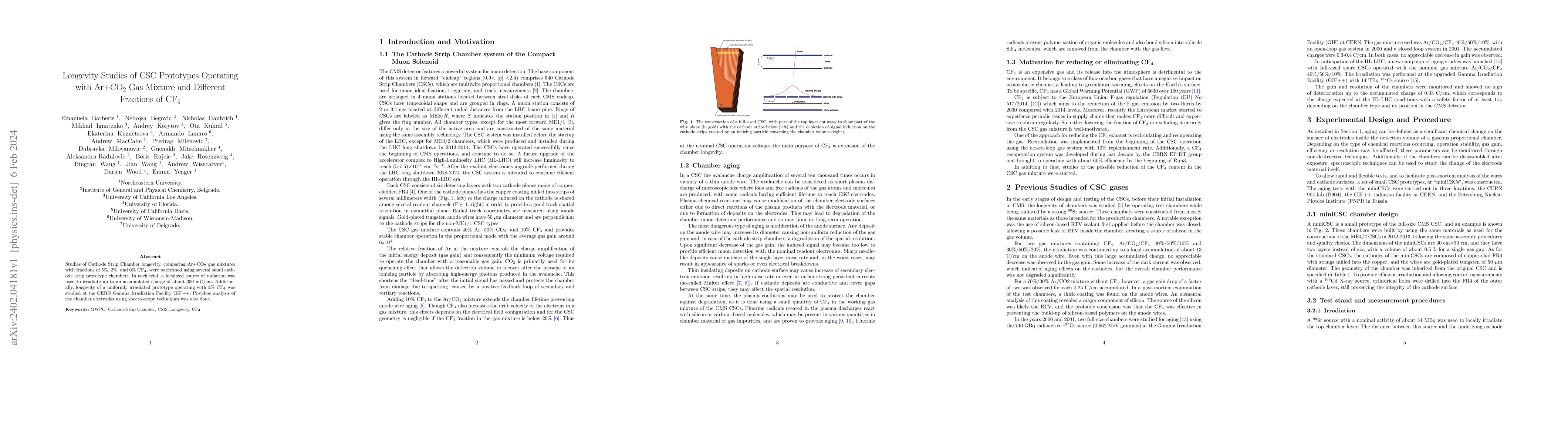 Thumbnail for Longevity Studies of CSC Prototypes Operating with Ar+CO$_{2}$ Gas
  Mixture and Different Fractions of CF$_{4}$