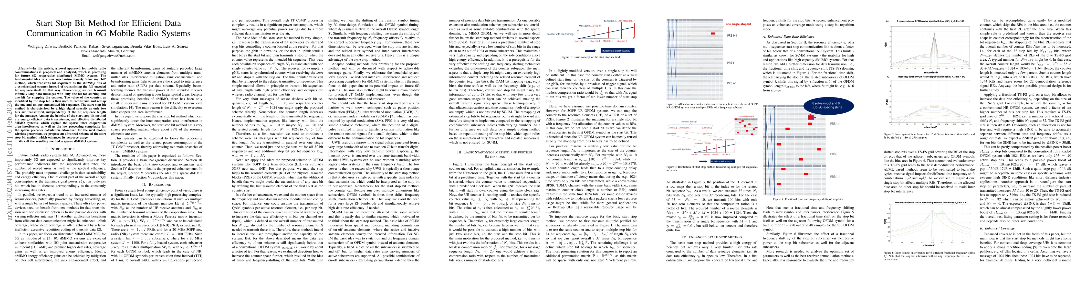 Thumbnail for Start Stop Bit Method for Efficient Data Communication in 6G Mobile
  Radio Systems