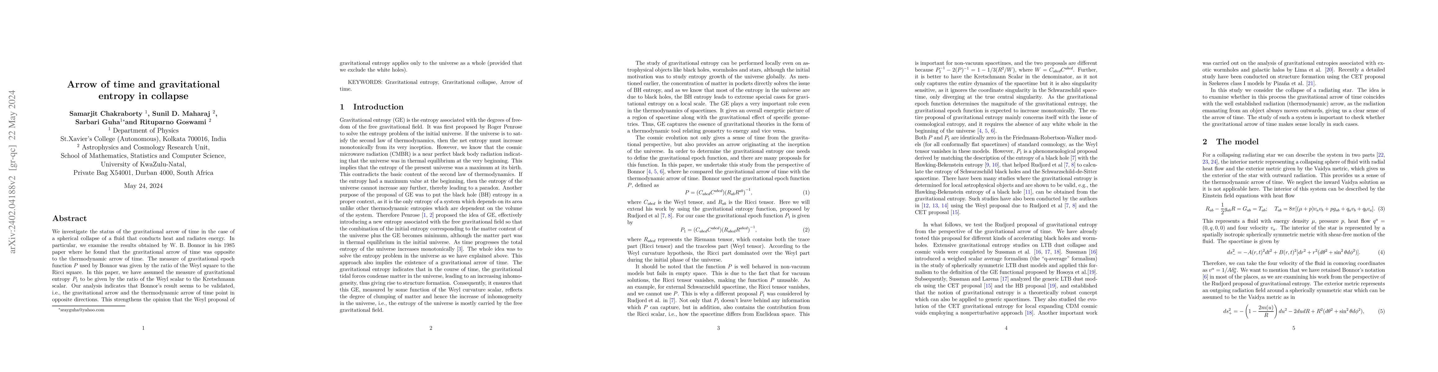 Thumbnail for Arrow of time and gravitational entropy in collapse
