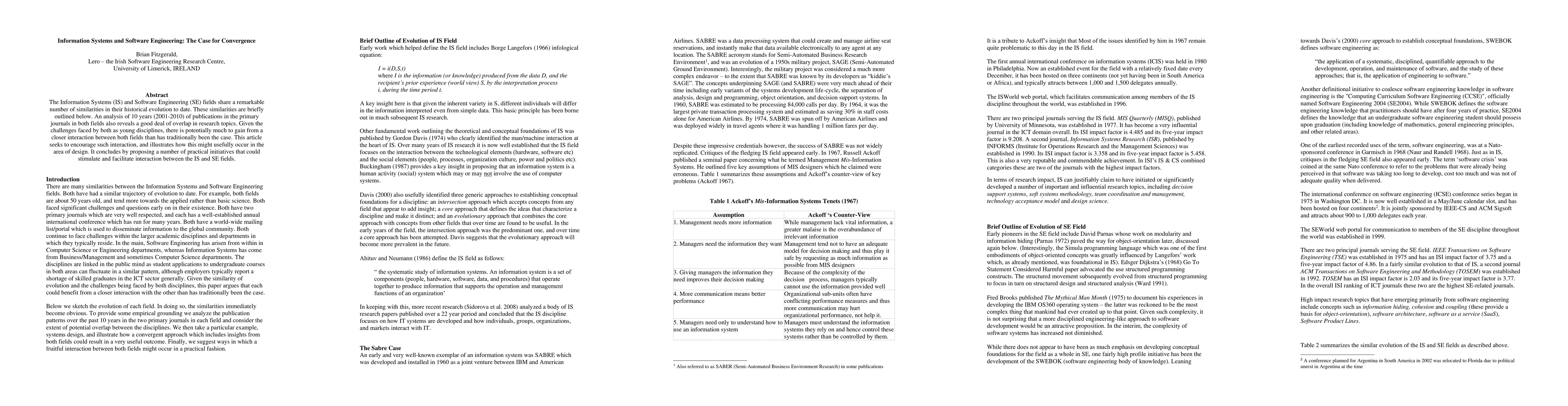Thumbnail for Information Systems and Software Engineering: The Case for Convergence
