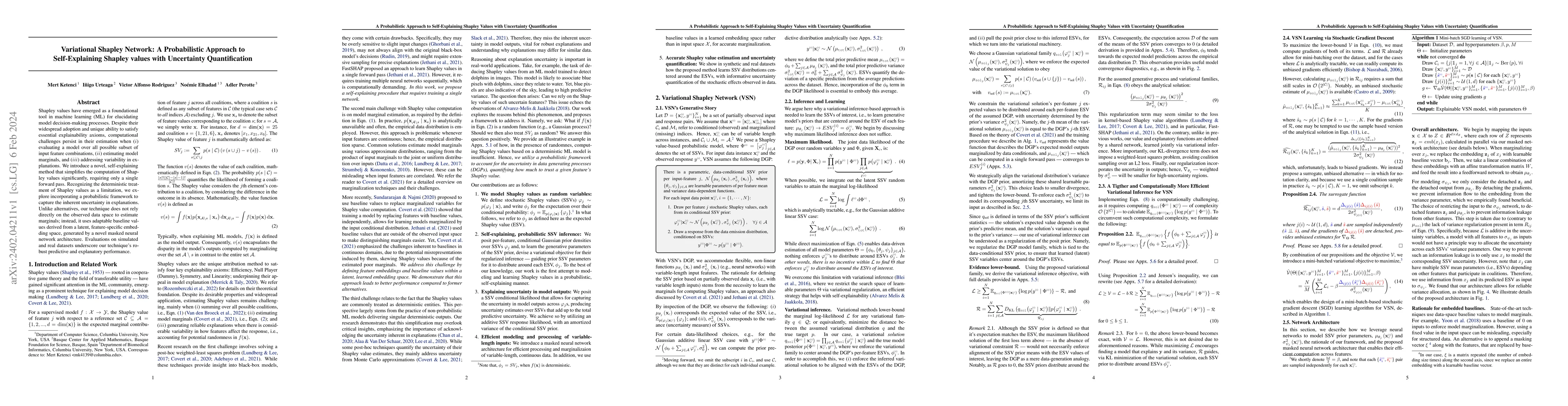 Thumbnail for Variational Shapley Network: A Probabilistic Approach to Self-Explaining
  Shapley values with Uncertainty Quantification