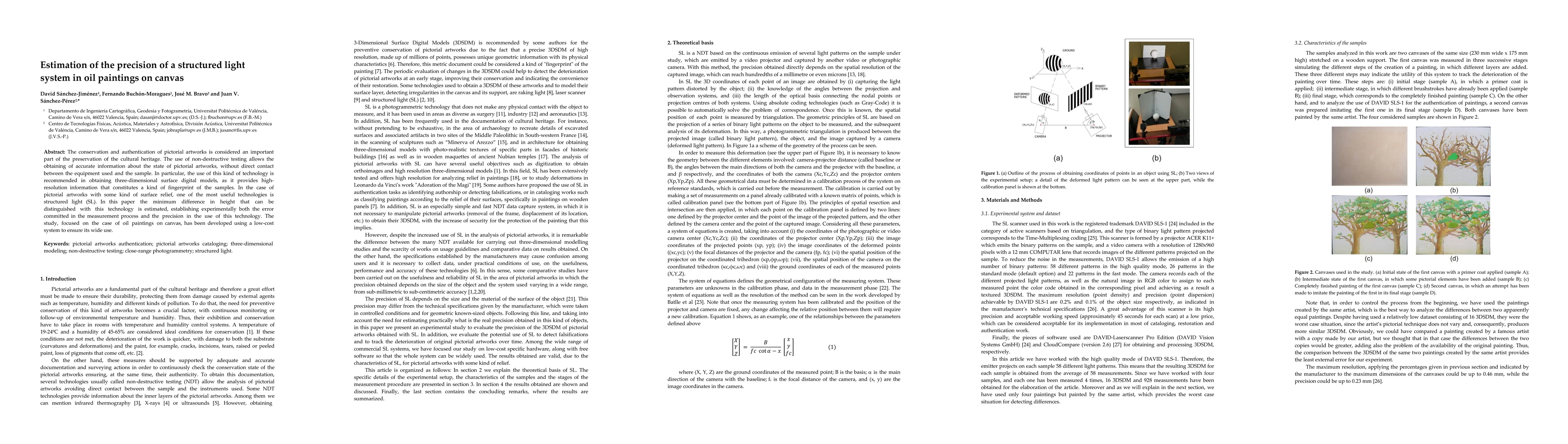 Thumbnail for Estimation of the precision of a structured light system in oil
  paintings on canvas