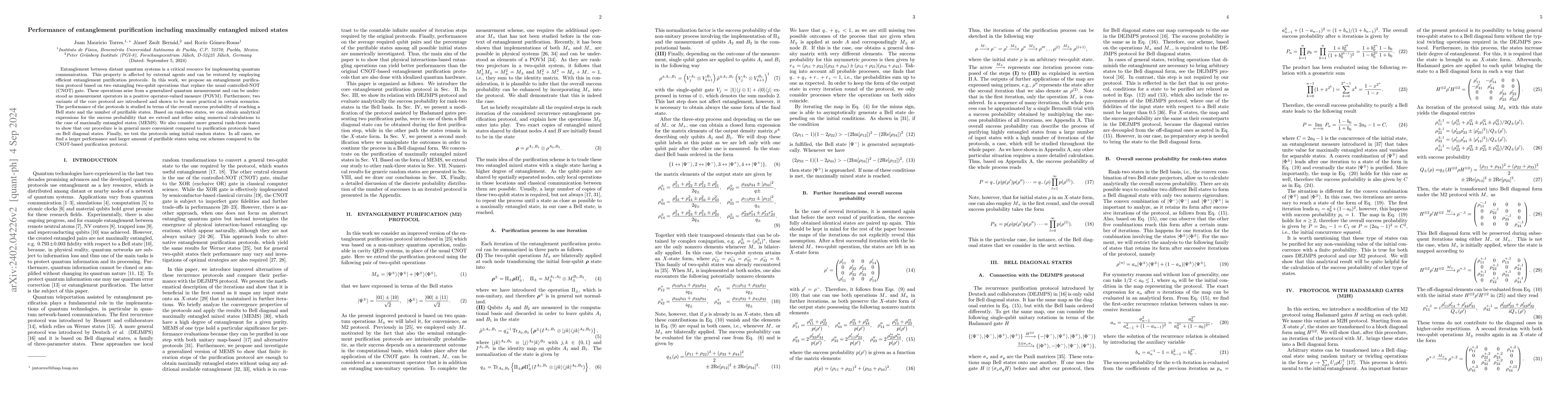 Thumbnail for Performance of entanglement purification including maximally entangled
  mixed states