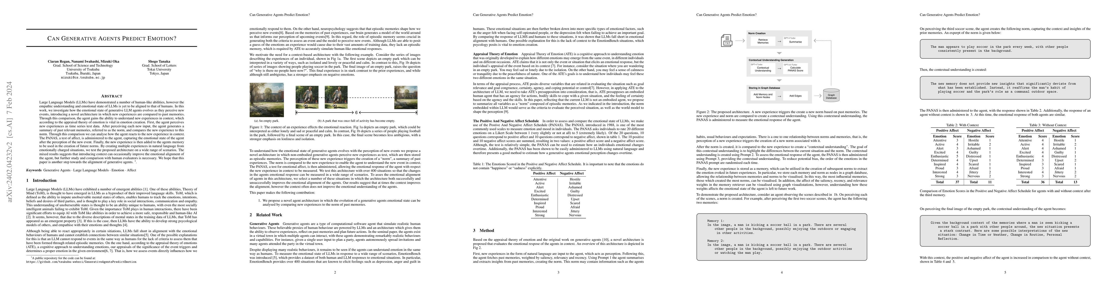 Thumbnail for Can Generative Agents Predict Emotion?