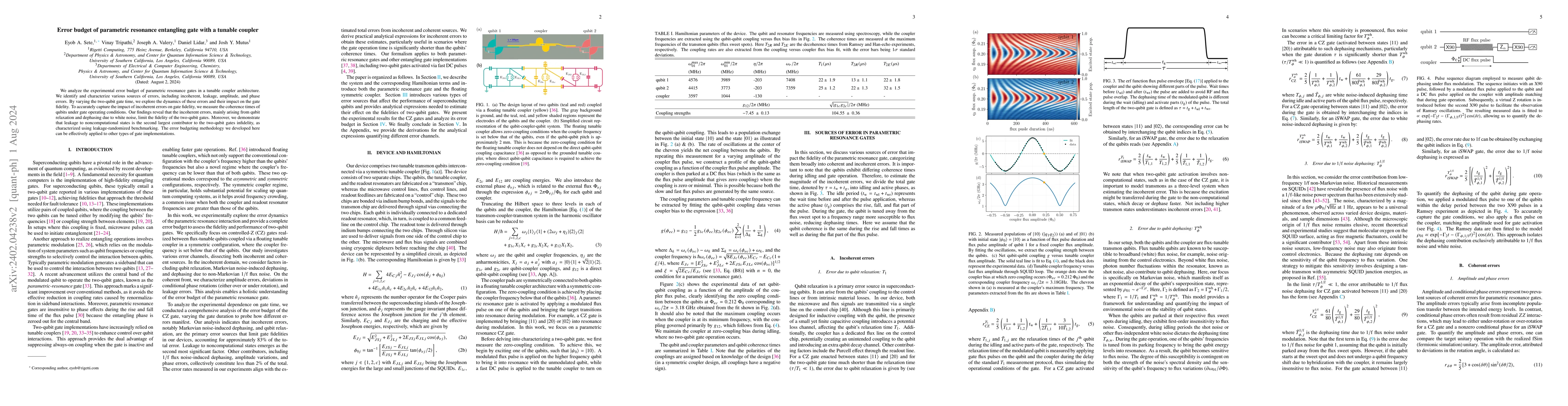 Thumbnail for Error budget of parametric resonance entangling gate with a tunable
  coupler