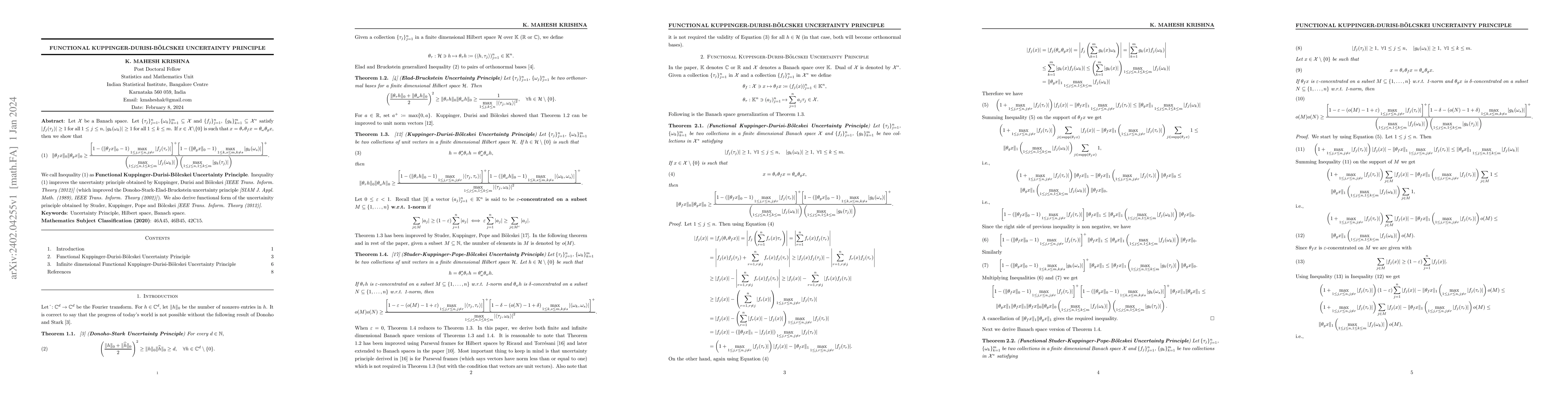 Thumbnail for Functional Kuppinger-Durisi-B\"{o}lcskei Uncertainty Principle