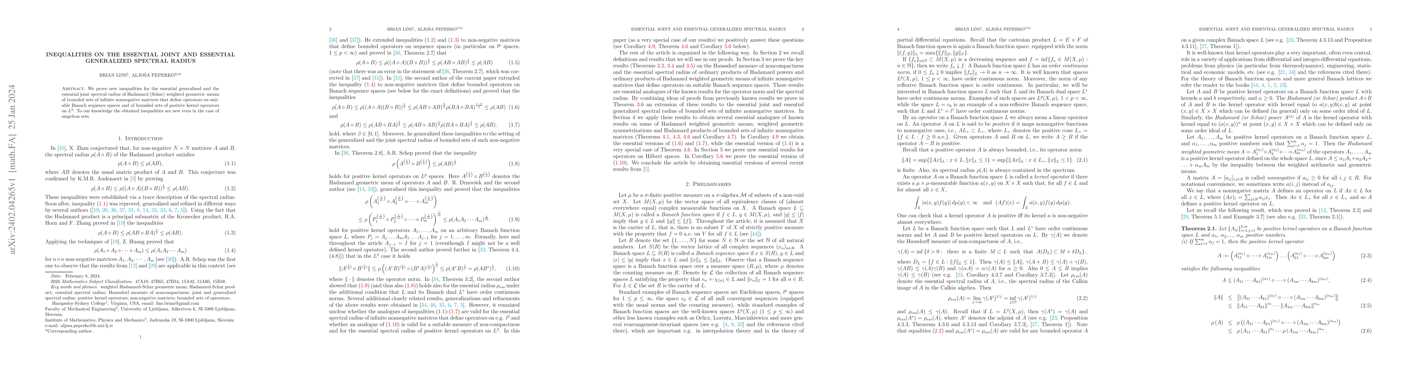 Thumbnail for Inequalities on the essential joint and essential generalized spectral
  radius