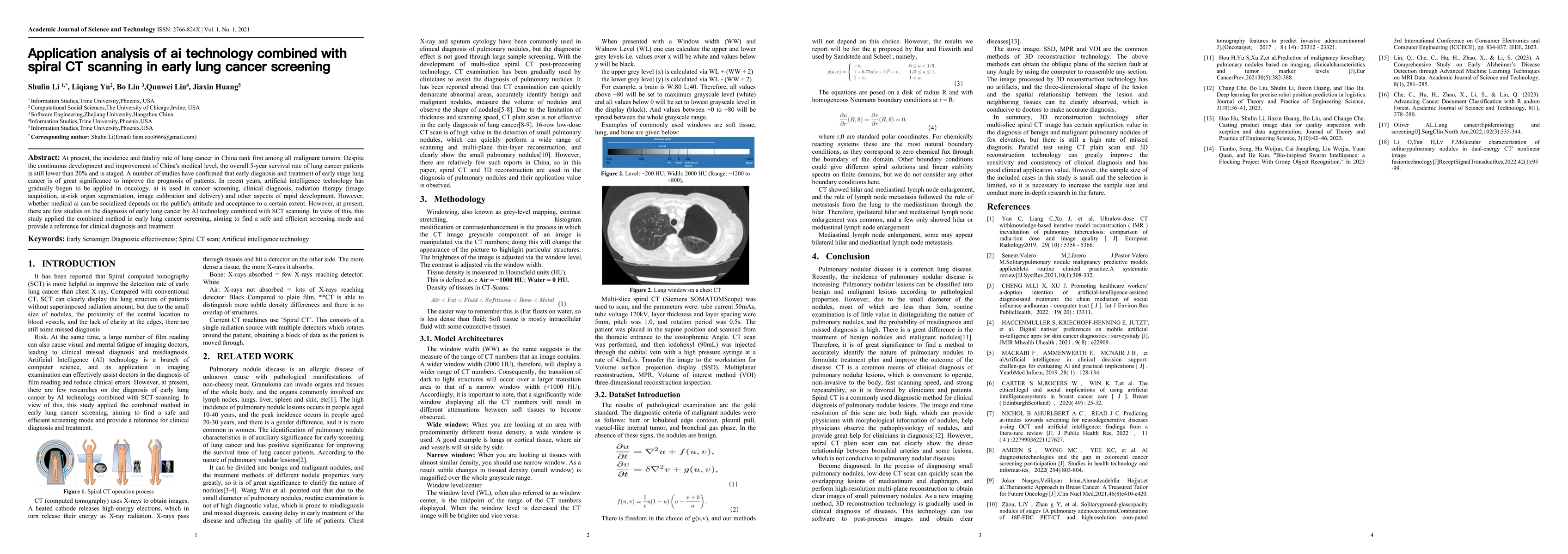 Thumbnail for Application analysis of ai technology combined with spiral CT scanning
  in early lung cancer screening