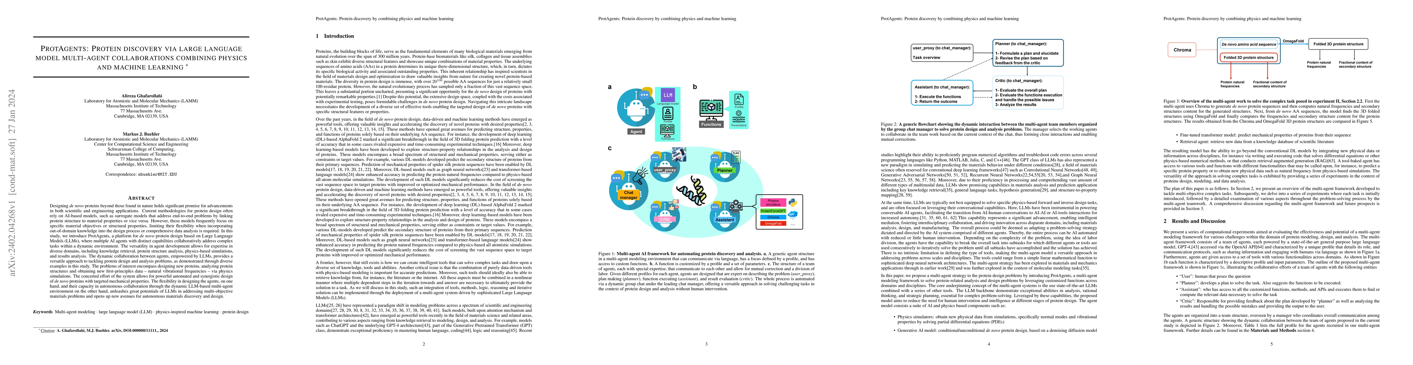 Thumbnail for ProtAgents: Protein discovery via large language model multi-agent
  collaborations combining physics and machine learning
