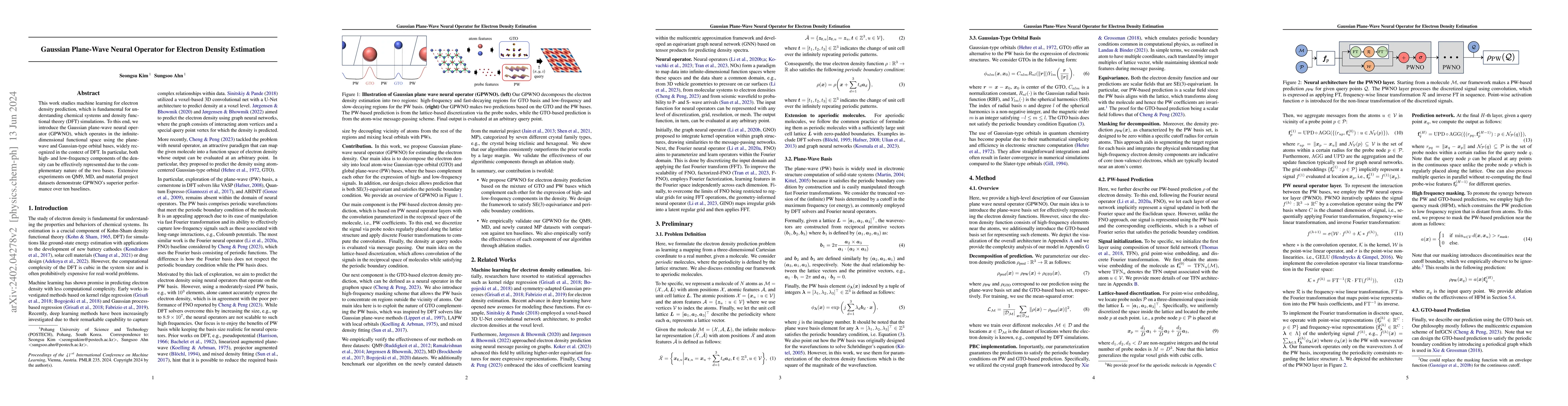 Thumbnail for Gaussian Plane-Wave Neural Operator for Electron Density Estimation