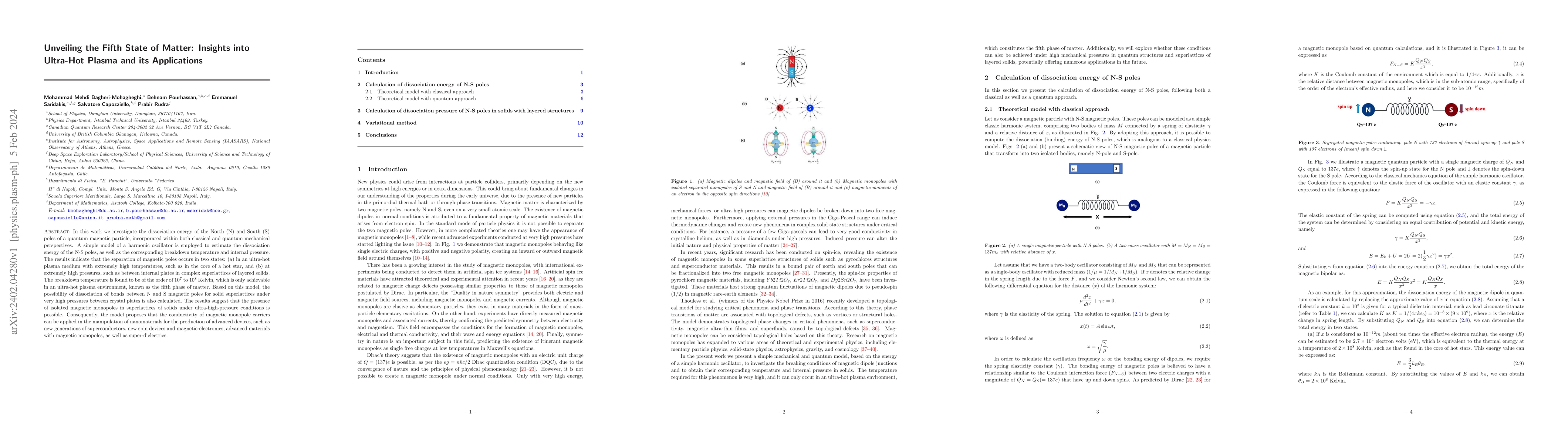 Thumbnail for Unveiling the Fifth State of Matter: Insights into Ultra-Hot Plasma and
  its Applications