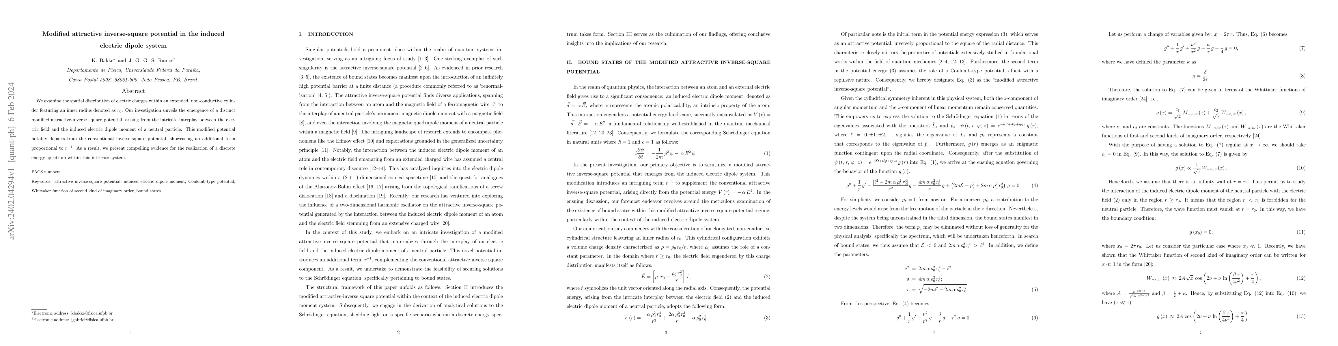 Thumbnail for Modified attractive inverse-square potential in the induced electric
  dipole system