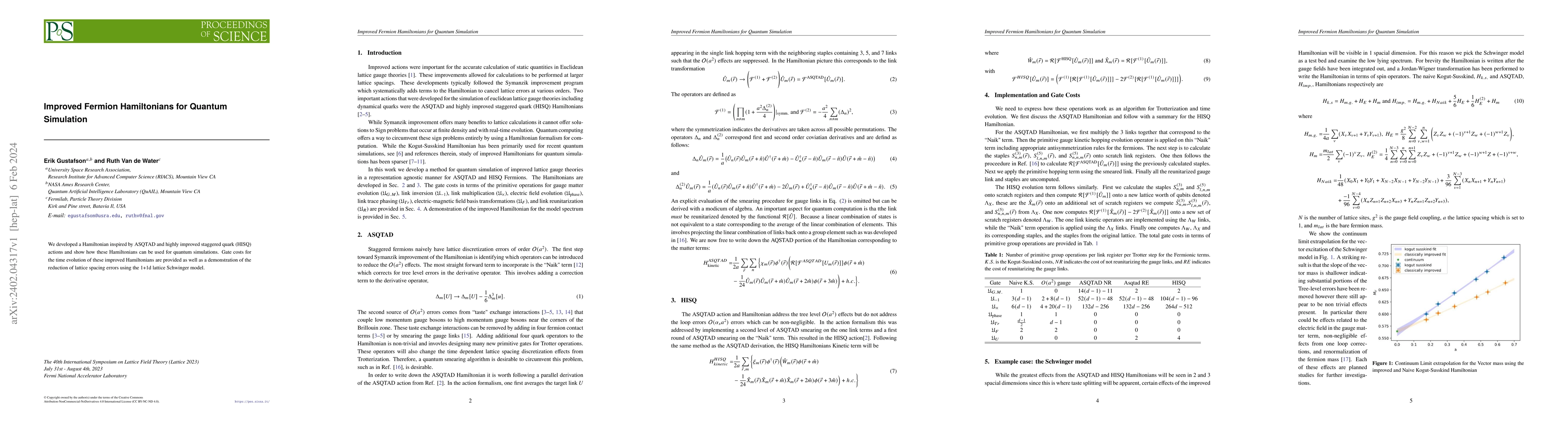 Thumbnail for Improved Fermion Hamiltonians for Quantum Simulation