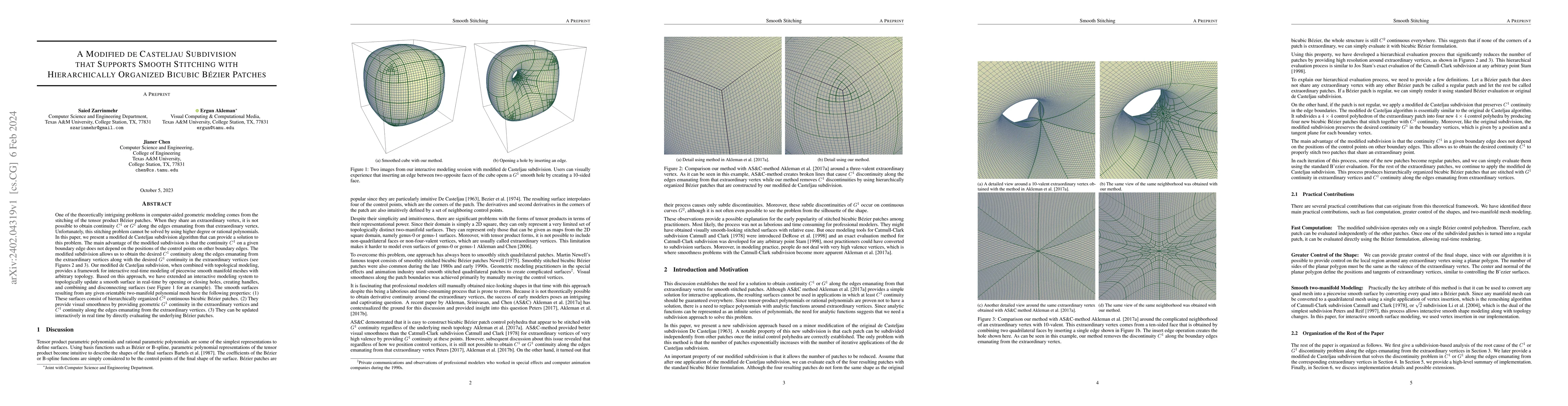 Thumbnail for A Modified de Casteljau Subdivision that Supports Smooth Stitching with
  Hierarchically Organized Bicubic Bezier Patches