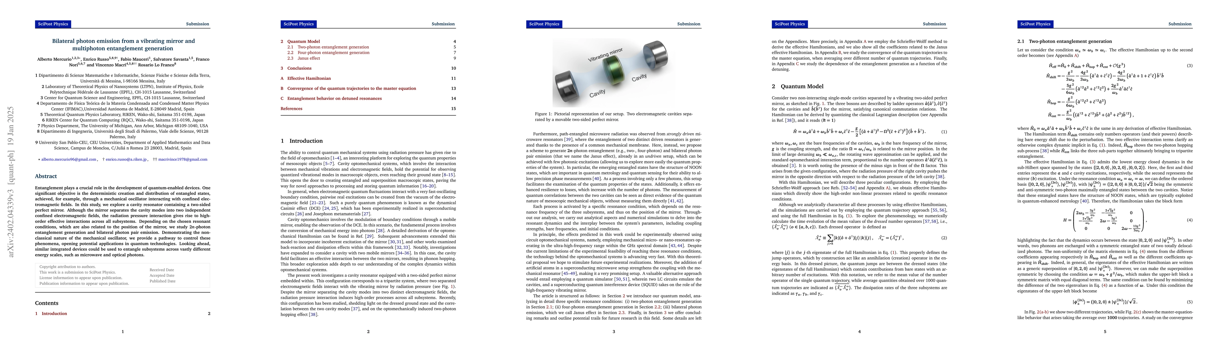 Thumbnail for Bilateral photon emission from a vibrating mirror and multiphoton
  entanglement generation