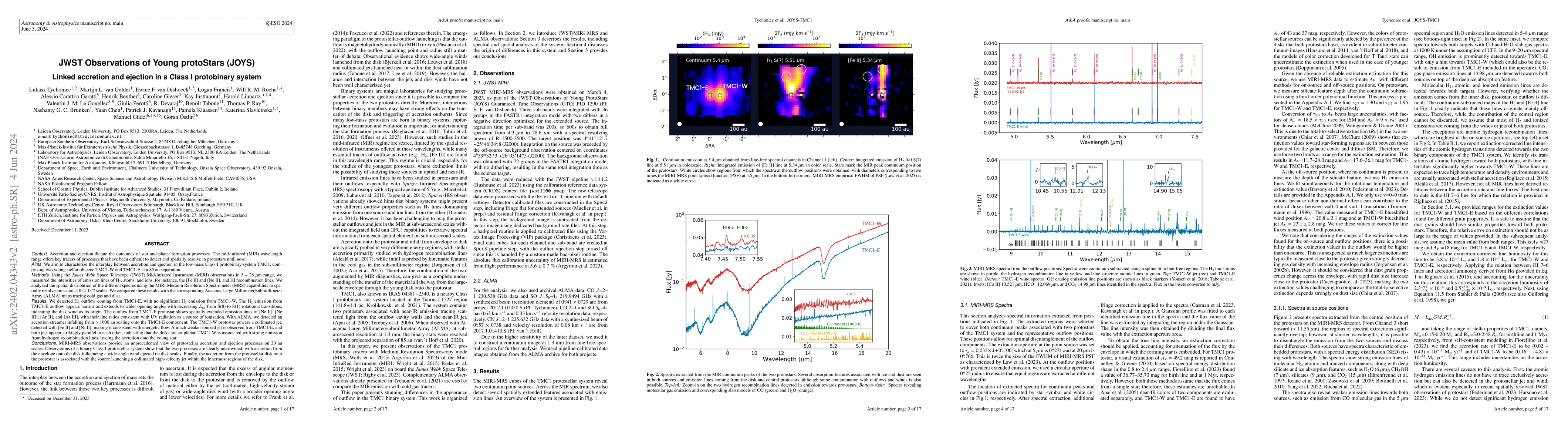 Thumbnail for JWST Observations of Young protoStars (JOYS): Linked accretion and
  ejection in a Class I protobinary system