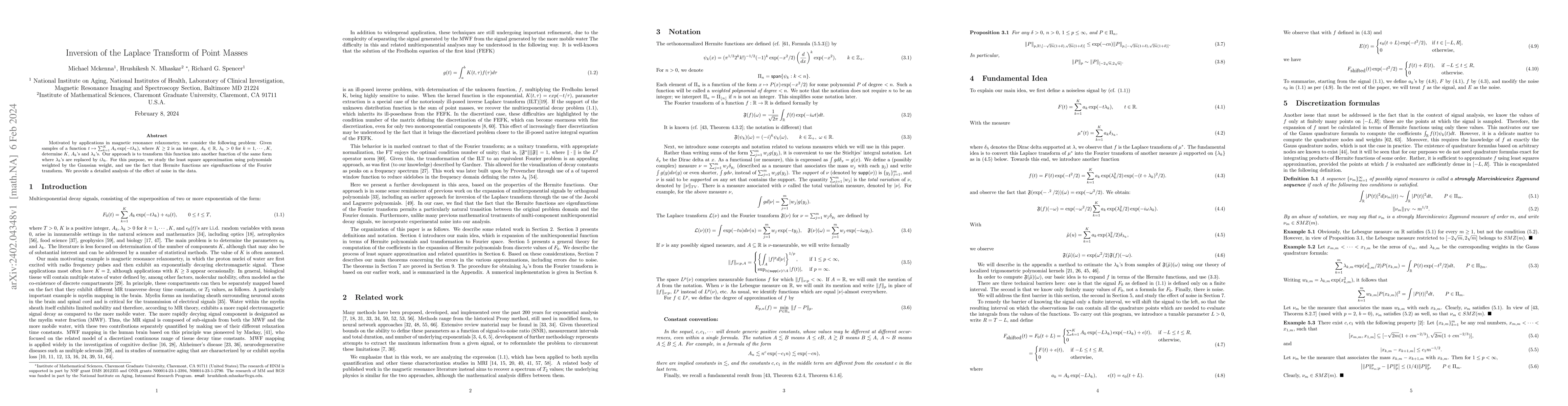 Thumbnail for Inversion of the Laplace Transform of Point Masses
