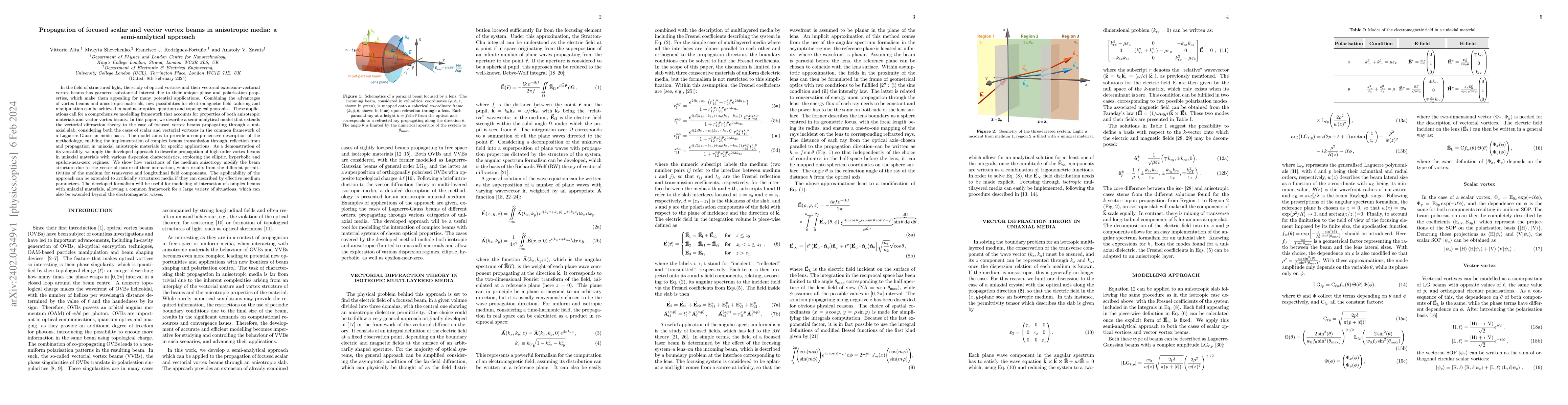 Thumbnail for Propagation of focused scalar and vector vortex beams in anisotropic
  media: A semi-analytical approach