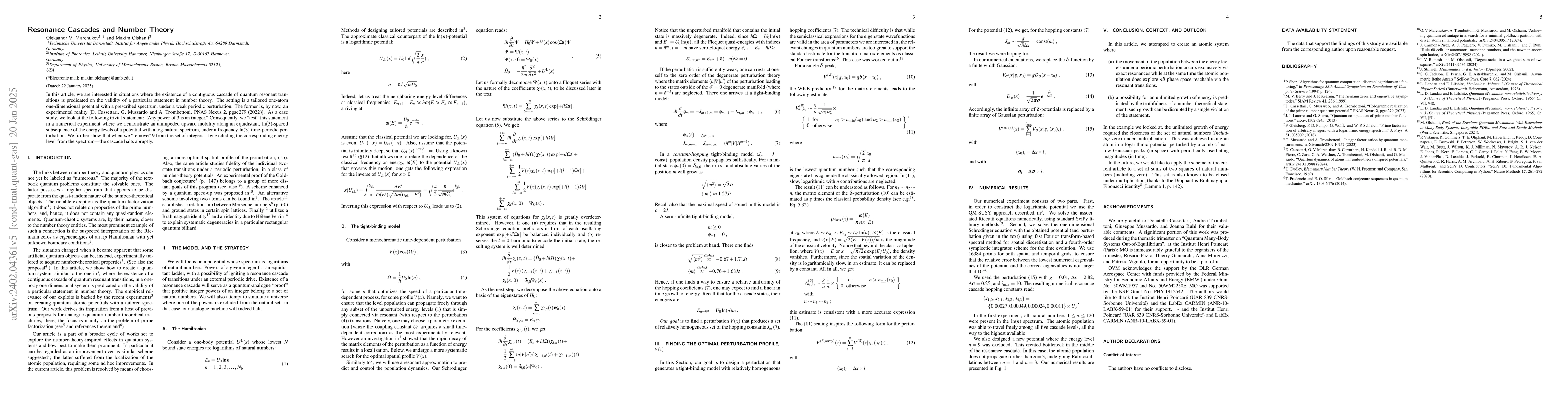 Thumbnail for Resonance Cascades and Number Theory