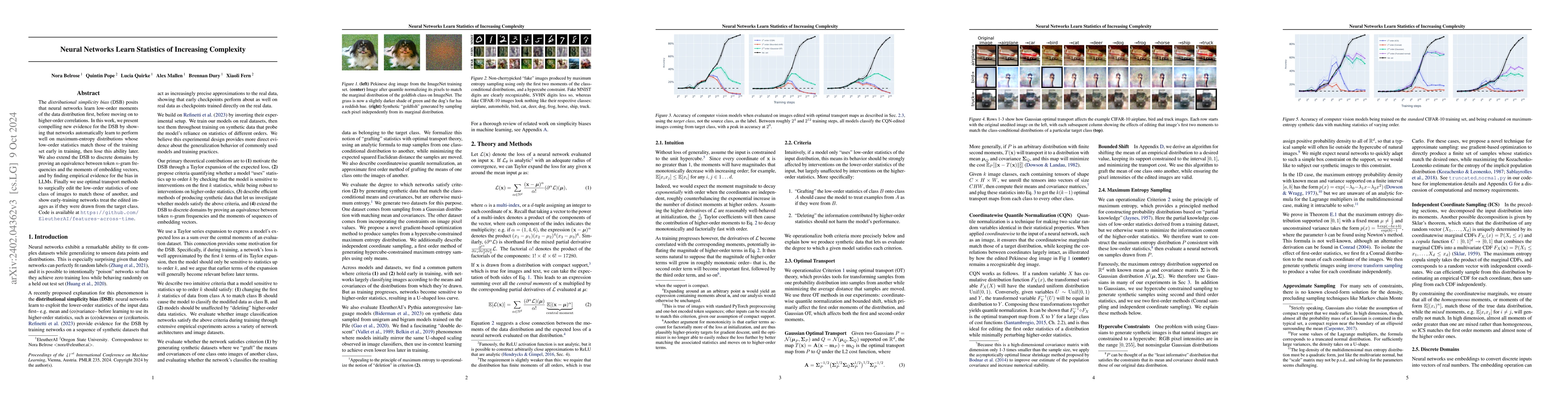 Thumbnail for Neural Networks Learn Statistics of Increasing Complexity