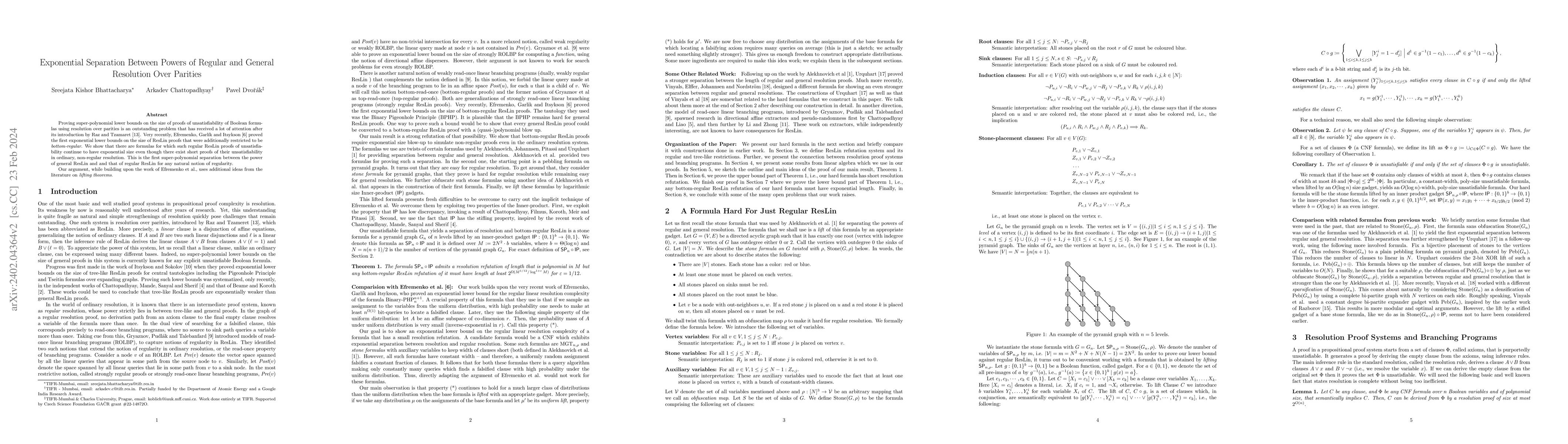 Thumbnail for Exponential Separation Between Powers of Regular and General Resolution
  Over Parities