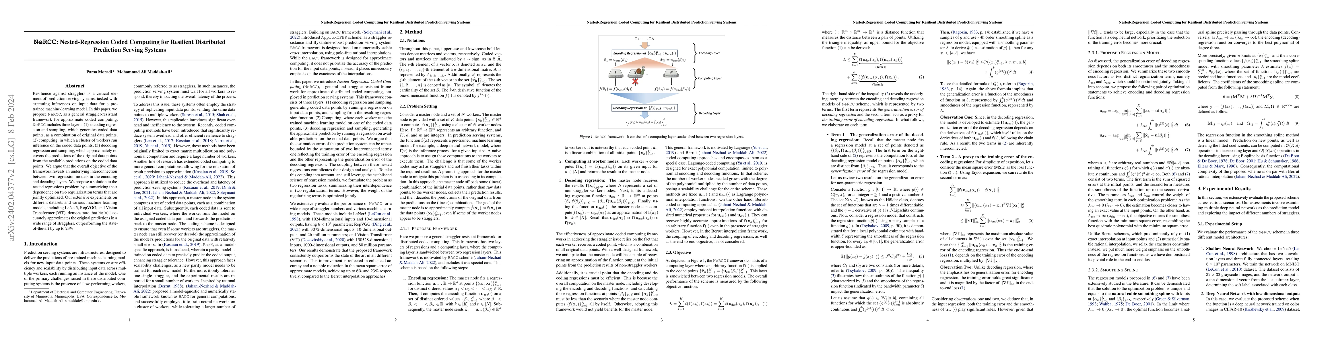 Thumbnail for NeRCC: Nested-Regression Coded Computing for Resilient Distributed
  Prediction Serving Systems