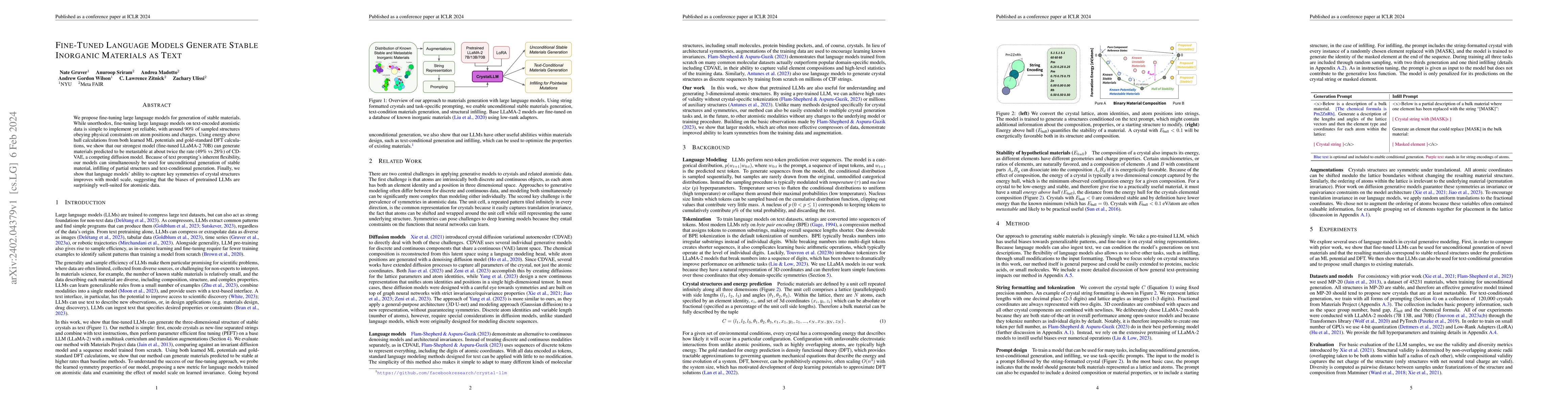 Thumbnail for Fine-Tuned Language Models Generate Stable Inorganic Materials as Text