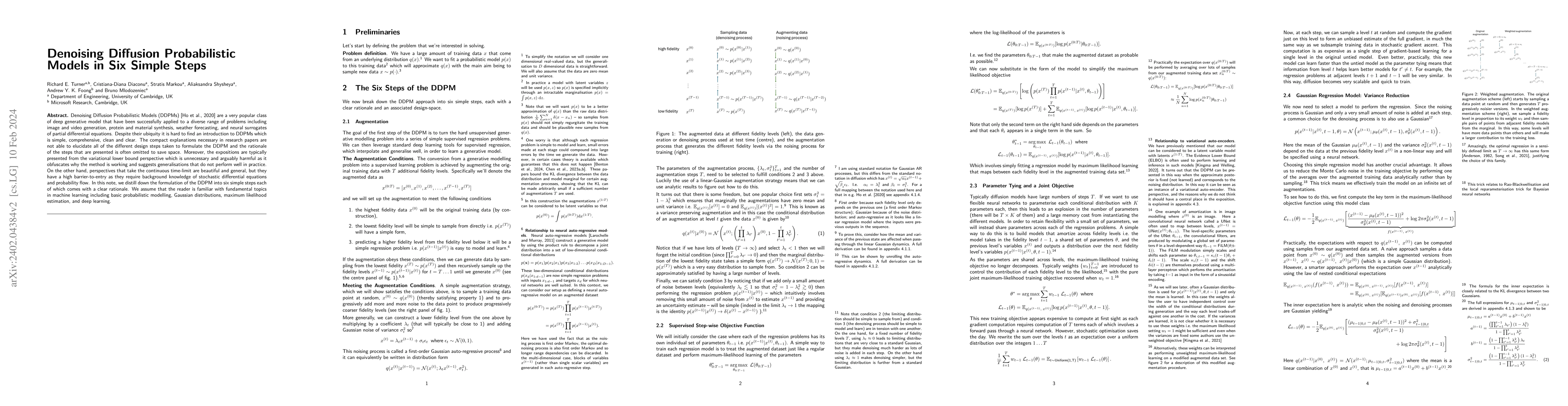 Thumbnail for Denoising Diffusion Probabilistic Models in Six Simple Steps