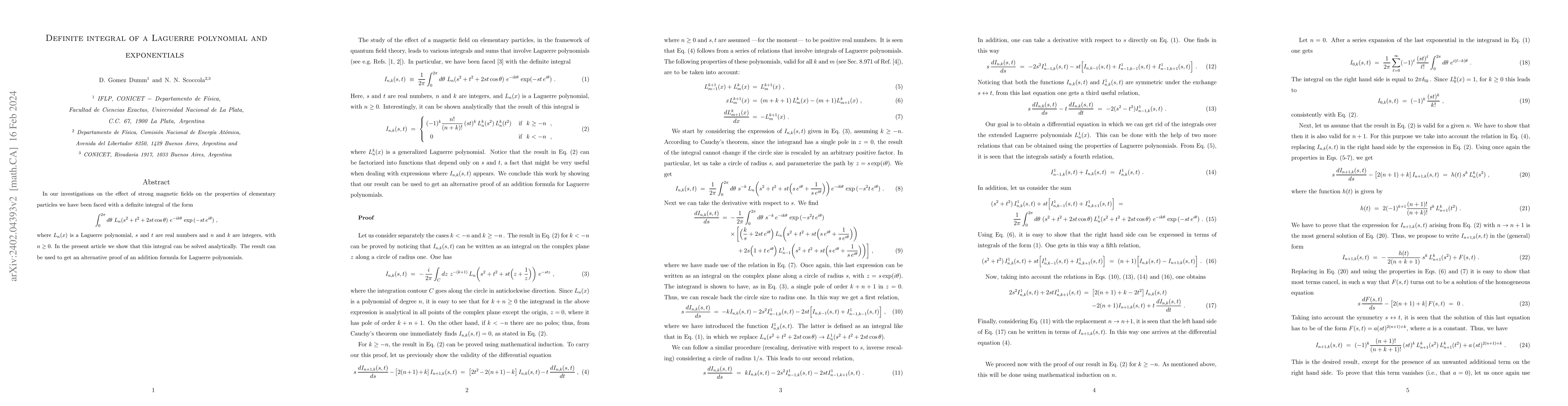 Thumbnail for Definite integral of a Laguerre polynomial and exponentials