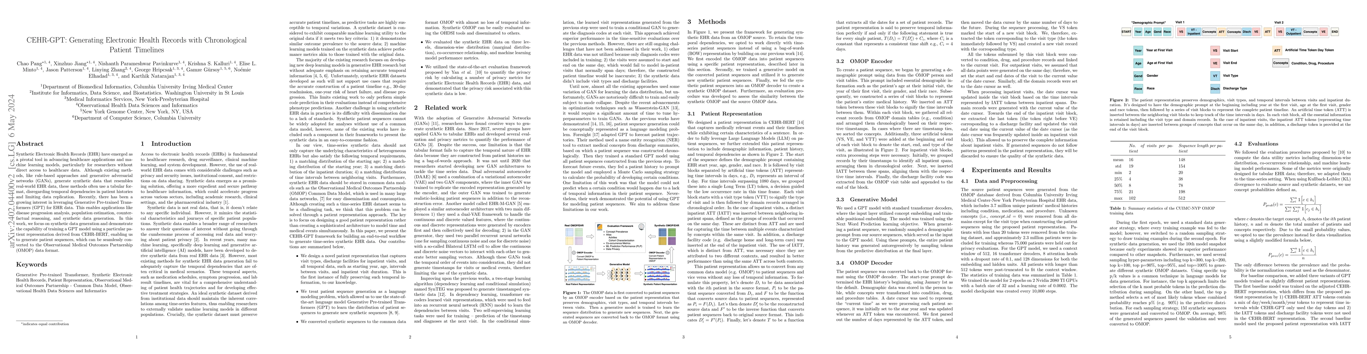 Thumbnail for CEHR-GPT: Generating Electronic Health Records with Chronological
  Patient Timelines