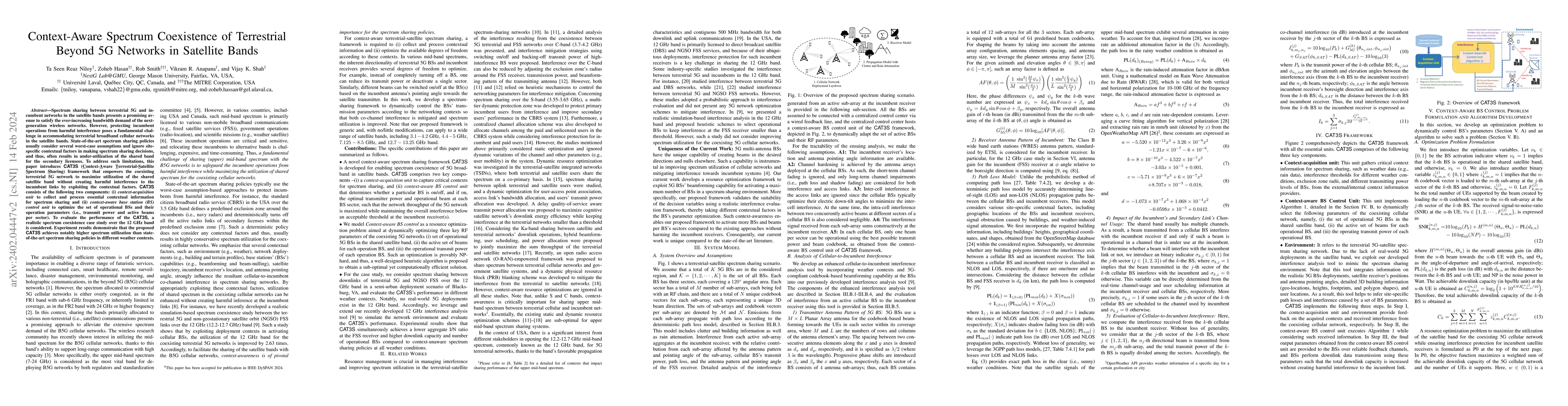 Thumbnail for Context-Aware Spectrum Coexistence of Terrestrial Beyond 5G Networks in
  Satellite Bands