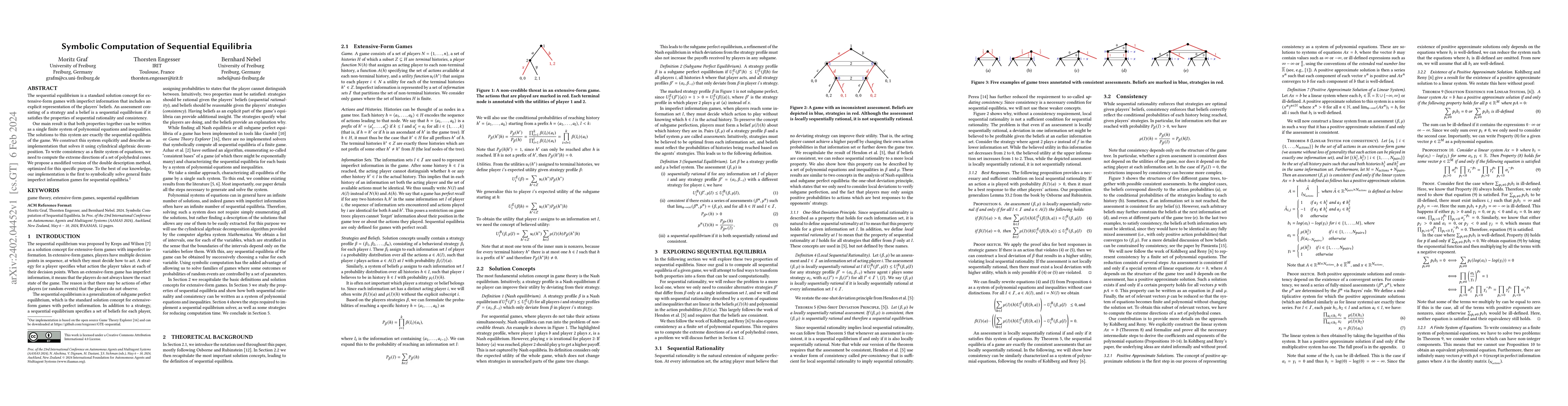 Thumbnail for Symbolic Computation of Sequential Equilibria