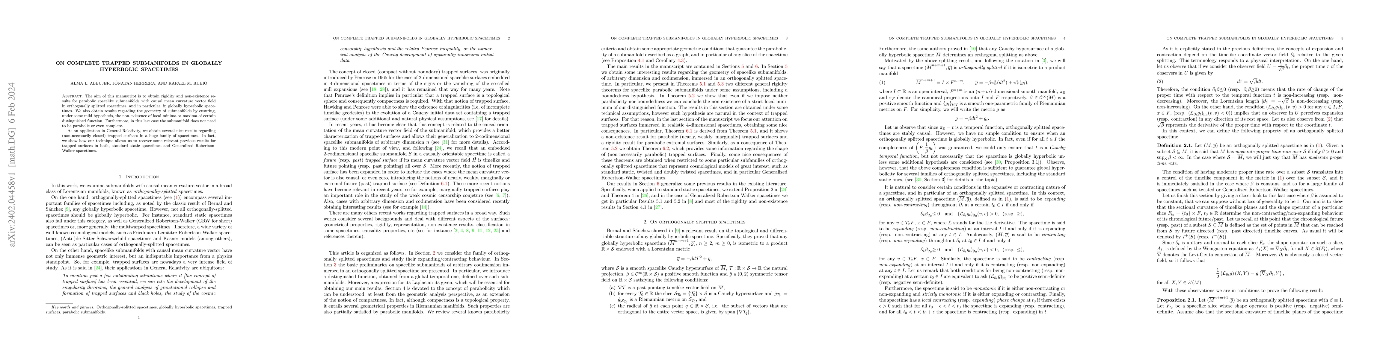 Thumbnail for On complete trapped submanifolds in globally hyperbolic spacetimes