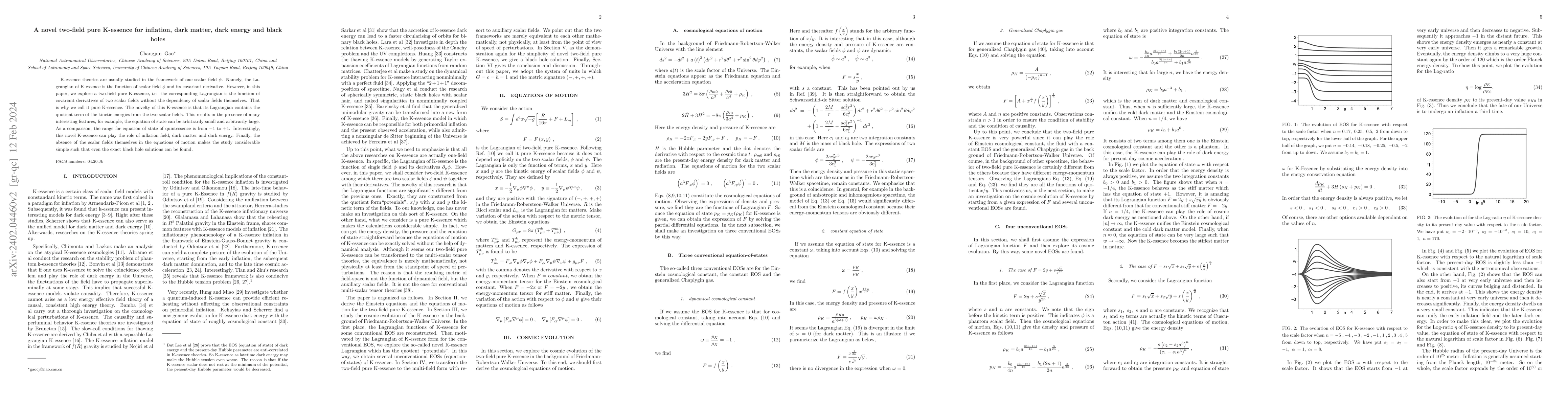 Thumbnail for A novel two-field pure K-essence for inflation, dark matter, dark energy
  and black holes