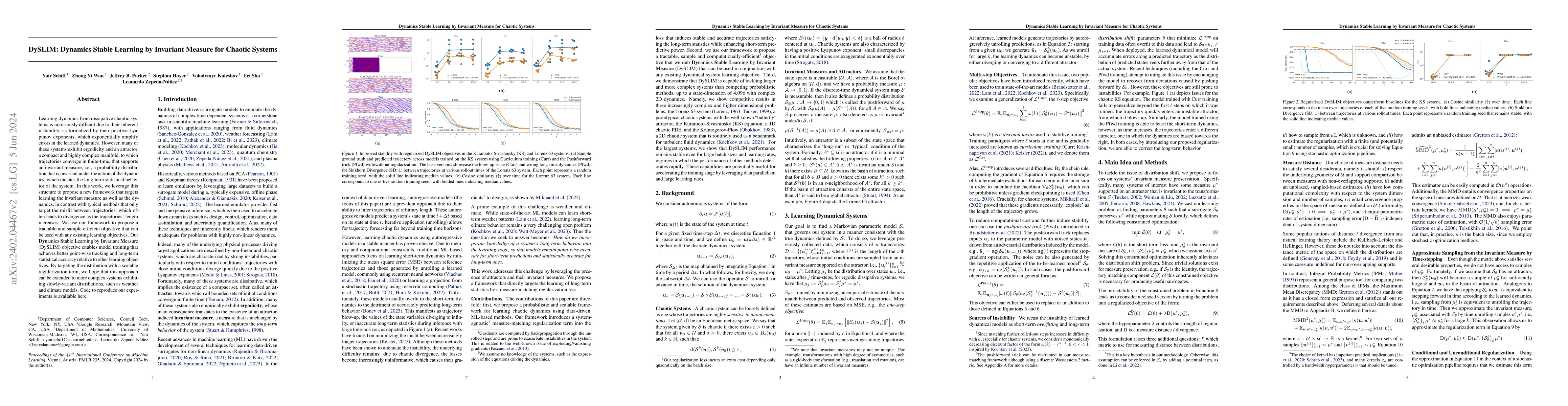 Thumbnail for DySLIM: Dynamics Stable Learning by Invariant Measure for Chaotic
  Systems