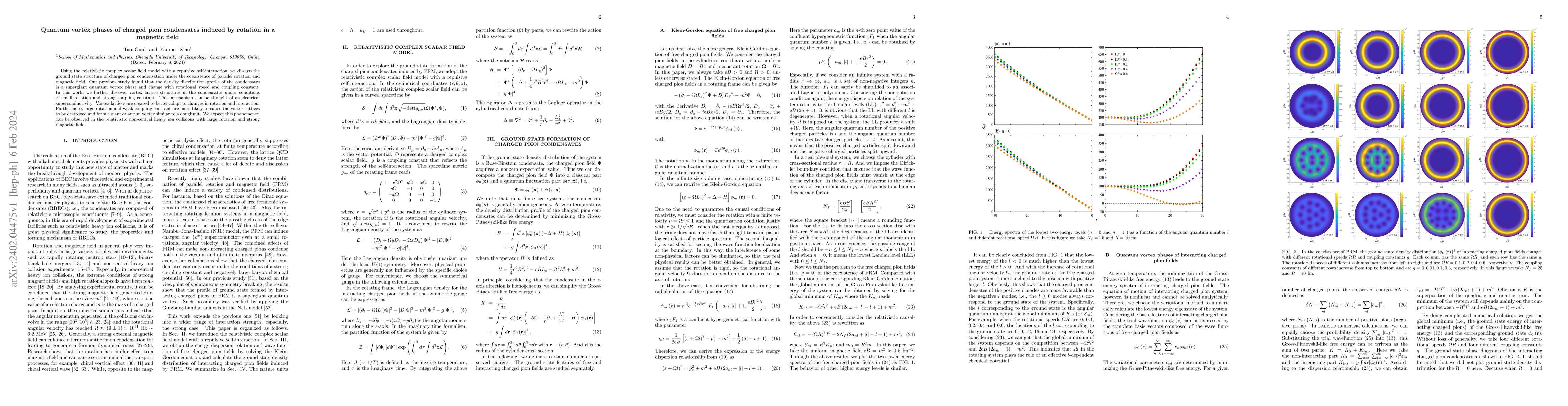 Thumbnail for Quantum vortex phases of charged pion condensates induced by rotation in
  a magnetic field