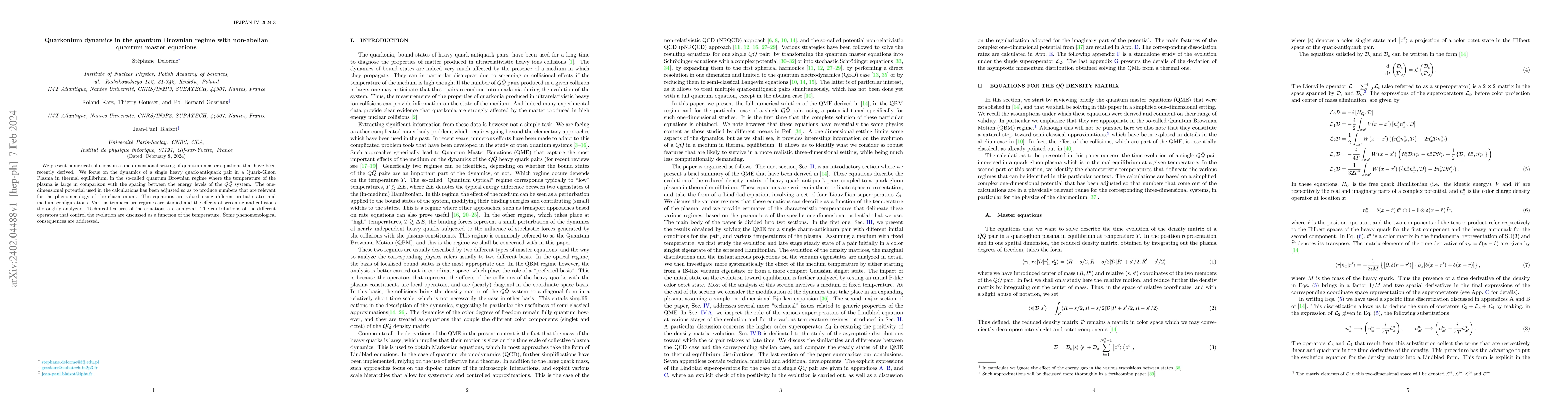 Thumbnail for Quarkonium dynamics in the quantum Brownian regime with non-abelian
  quantum master equations