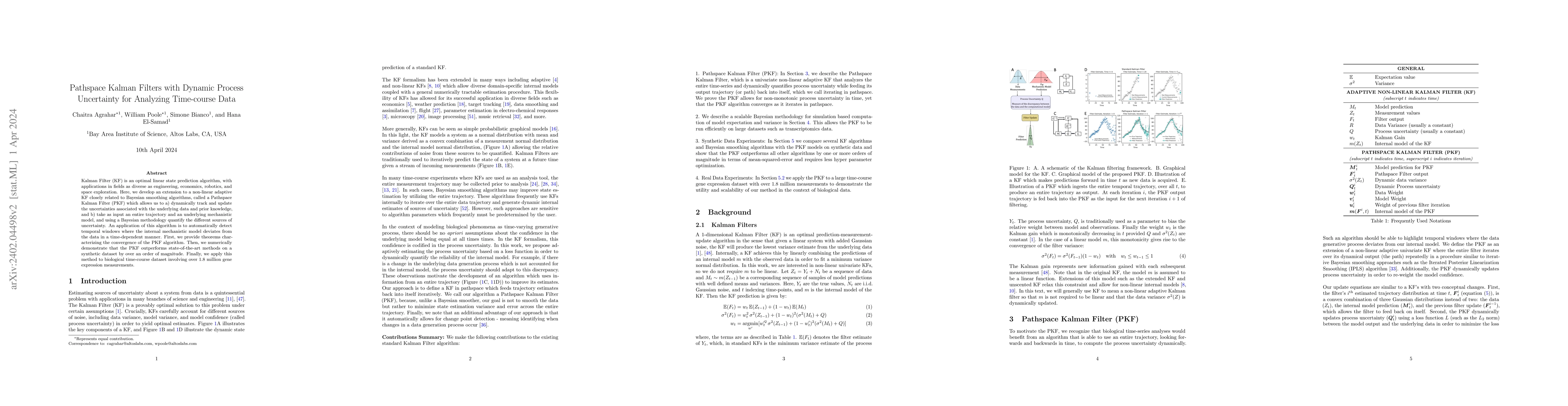 Thumbnail for Pathspace Kalman Filters with Dynamic Process Uncertainty for Analyzing
  Time-course Data