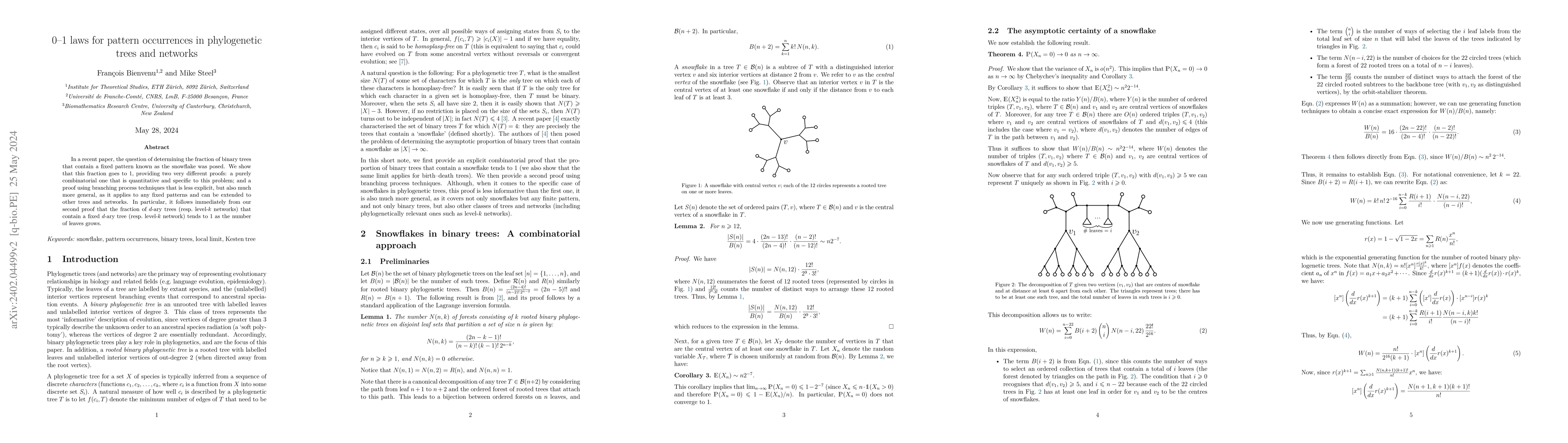 Thumbnail for 0-1 laws for pattern occurrences in phylogenetic trees and networks