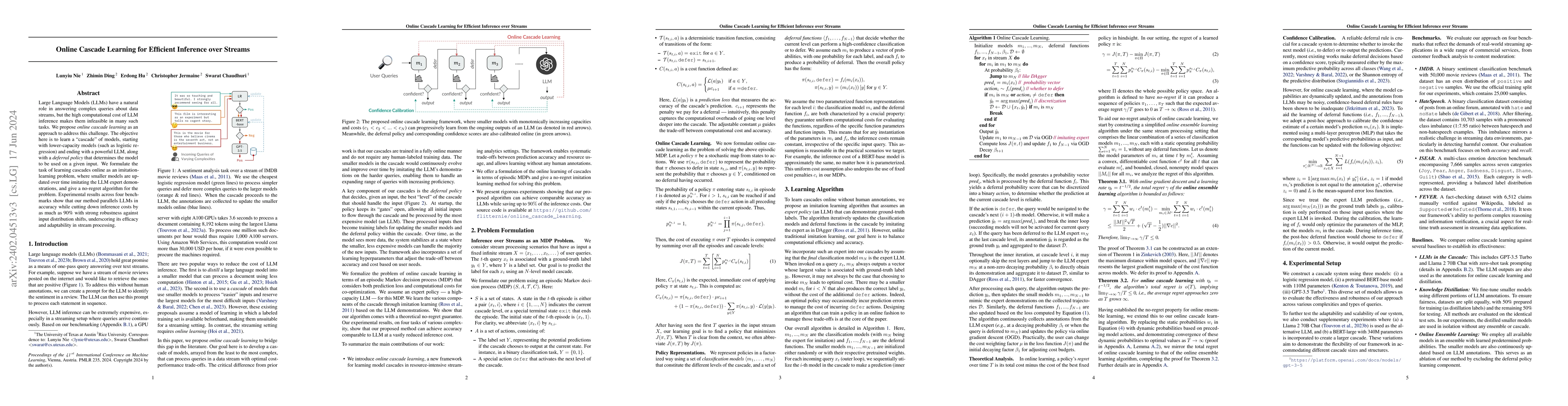 Thumbnail for Online Cascade Learning for Efficient Inference over Streams