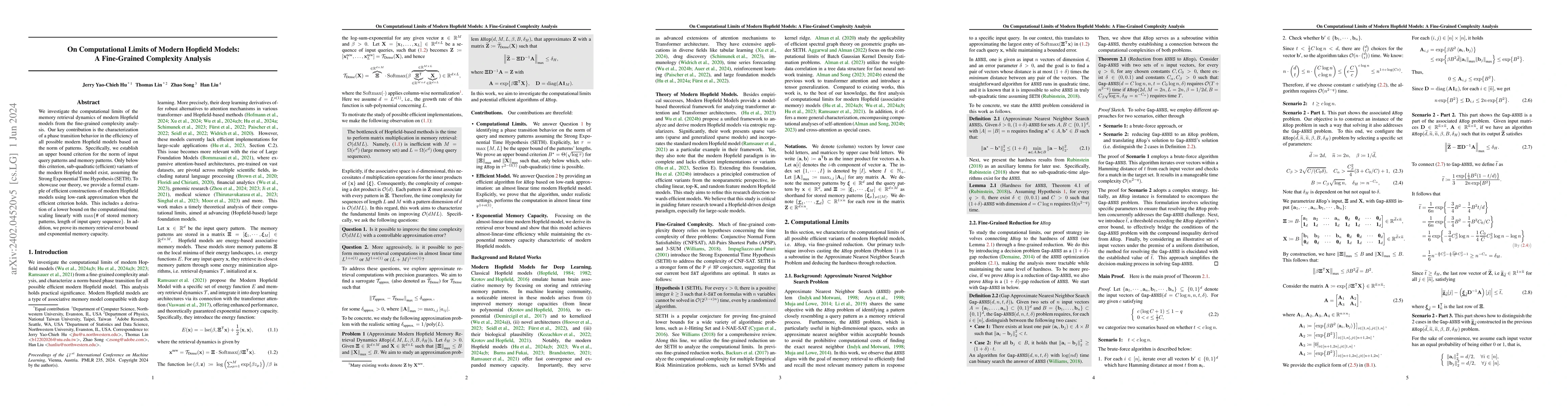 Thumbnail for On Computational Limits of Modern Hopfield Models: A Fine-Grained
  Complexity Analysis